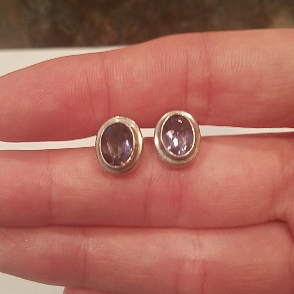 Sterling silver iolite gemstone earrings